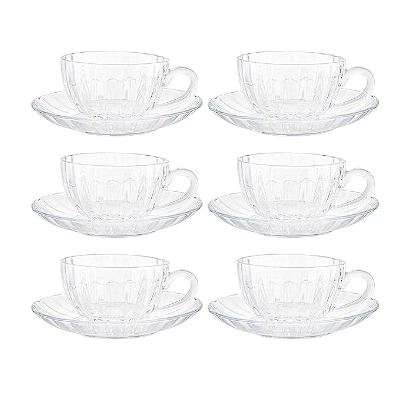Glass Tea Cups and Saucers Set of 6 Pcs Cup and 6 Pcs Saucer 140 ML - Image 3